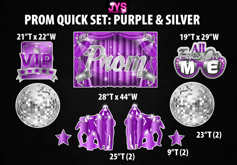 PROM QUICK SET: PURPLE & SILVER - Yard Card Signs by JYS International