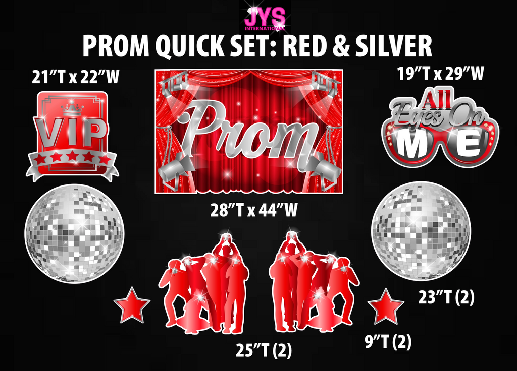 PROM QUICK SET: RED & SILVER - Yard Card Signs by JYS International