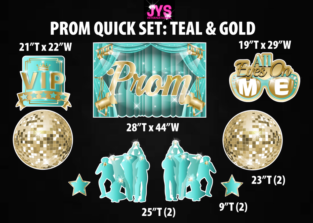 PROM QUICK SET: TEAL & GOLD - Yard Card Signs by JYS International