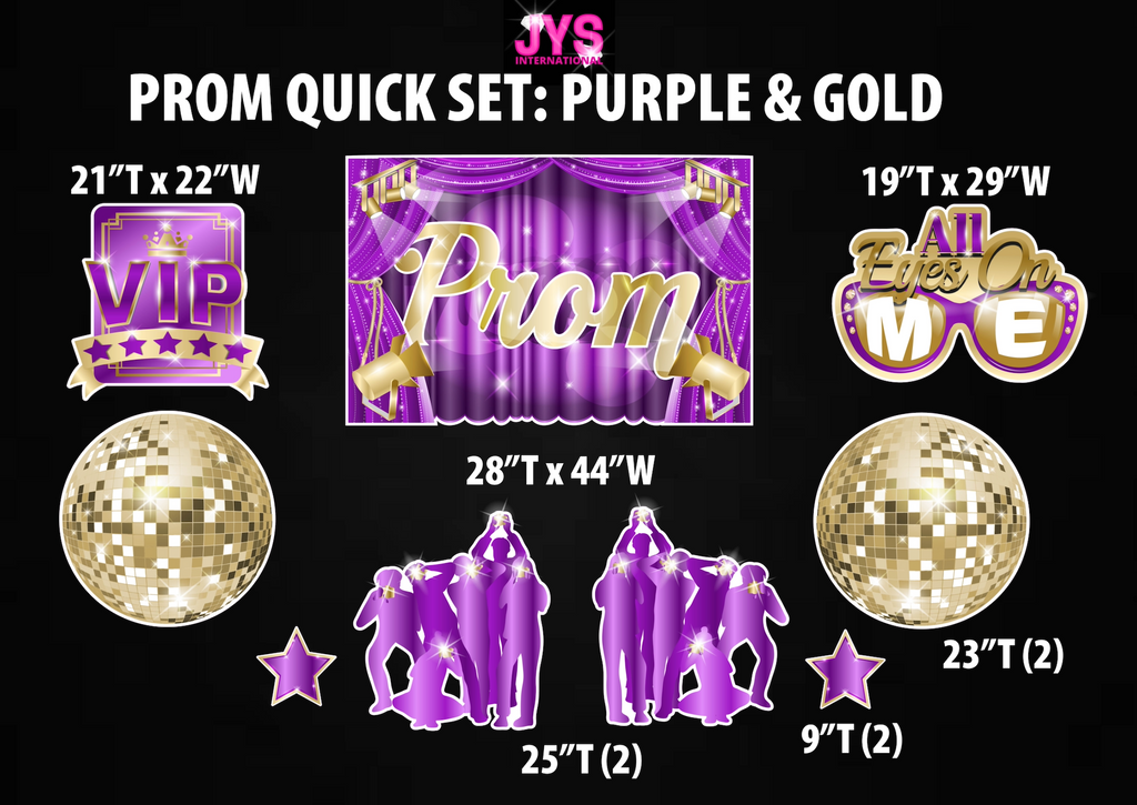 PROM QUICK SET: PURPLE & GOLD - Yard Card Signs by JYS International