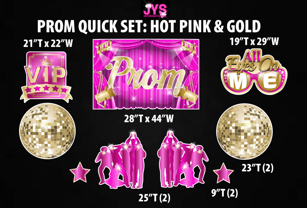 PROM QUICK SET: HOT PINK & GOLD - Yard Card Signs by JYS International