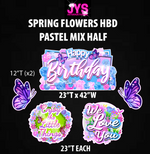 SPRING FLOWERS HBD: PASTEL HALF - Yard Card Signs by JYS International