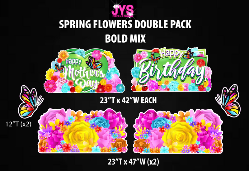 SPRING FLOWERS DOUBLE PACK: BOLD MIX - Yard Card Signs by JYS International