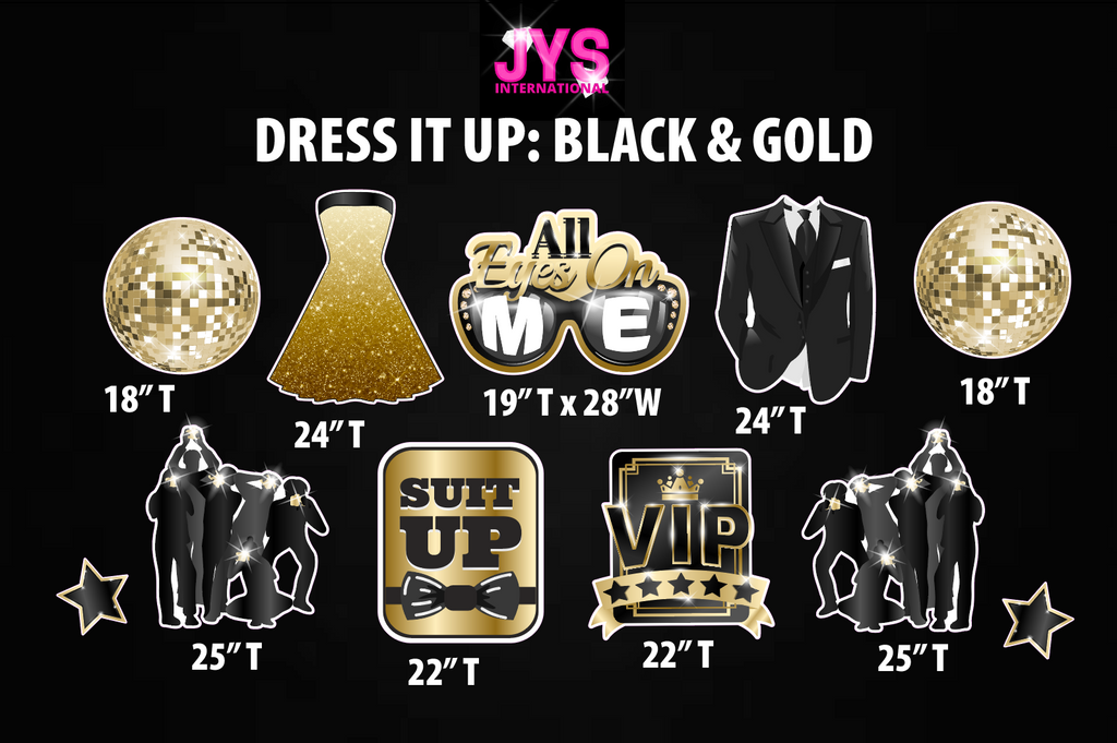 DRESS IT UP FLAIR: BLACK & GOLD - Yard Card Signs by JYS International