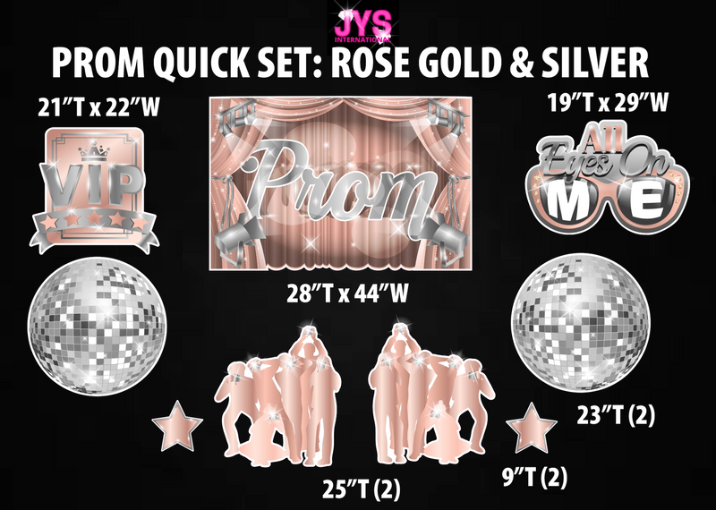 PROM QUICK SET: ROSE GOLD & SILVER - Yard Card Signs by JYS International