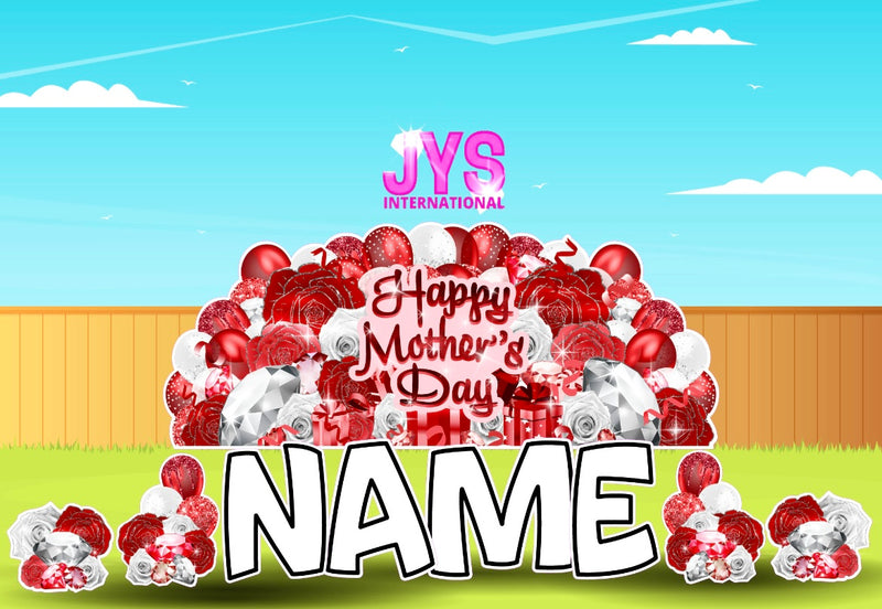 JYS DIAMONDS & ROSES MOTHER'S DAY OVERLOAD: RED - Yard Card Signs by JYS International