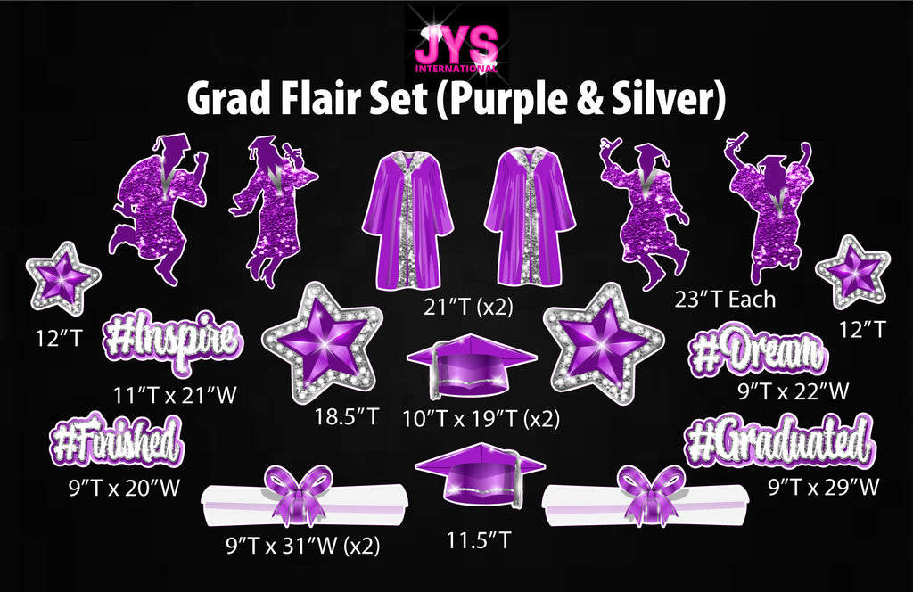 GRAD FLAIR: PURPLE & SILVER - Yard Card Signs by JYS International