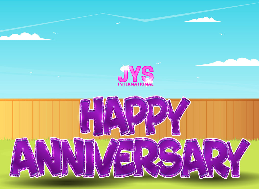 23”T Happy Anniversary Fold: Purple - Yard Card Signs by JYS International