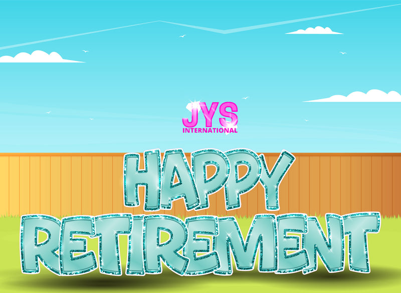 23”T Happy Retirement Fold: Teal - Yard Card Signs by JYS International