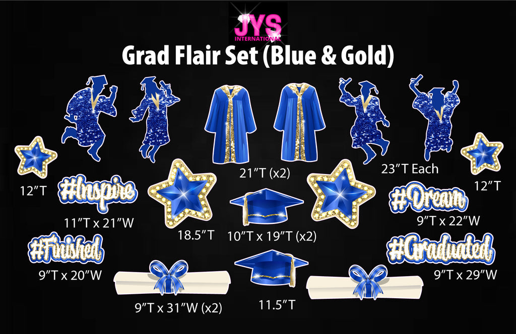 GRAD FLAIR: BLUE & GOLD - Yard Card Signs by JYS International