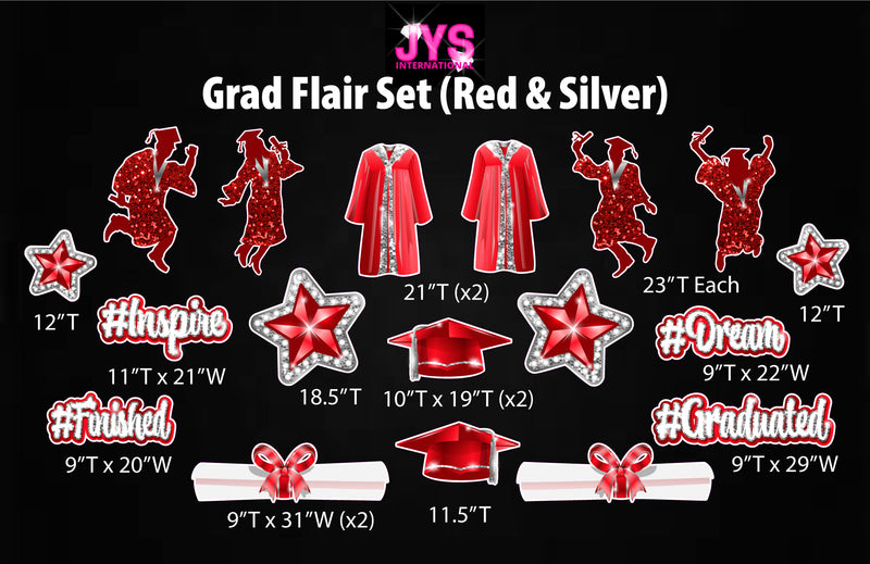 GRAD FLAIR: RED & SILVER - Yard Card Signs by JYS International