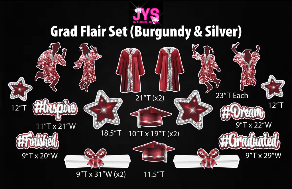 GRAD FLAIR: BURGUNDY & SILVER - Yard Card Signs by JYS International