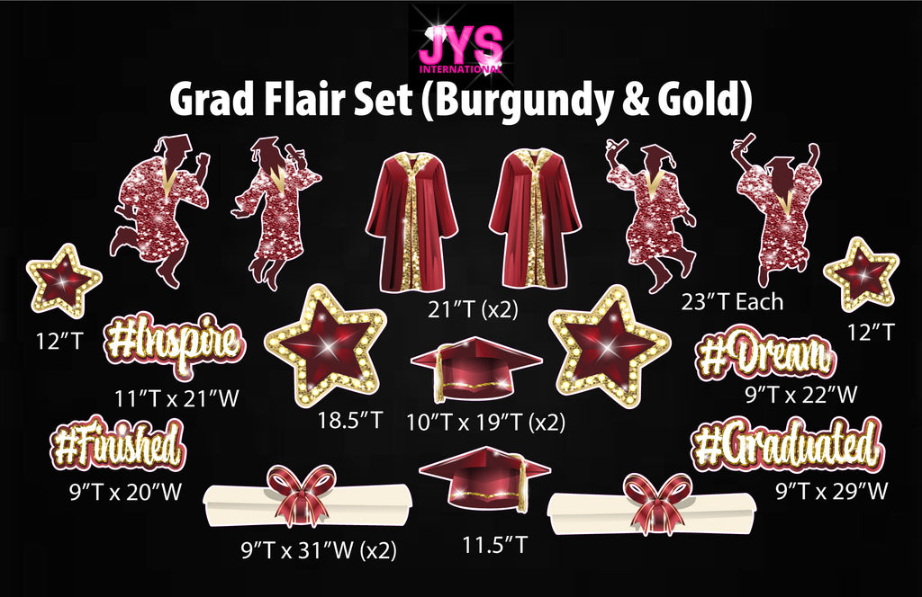 GRAD FLAIR: BURGUNDY & GOLD - Yard Card Signs by JYS International