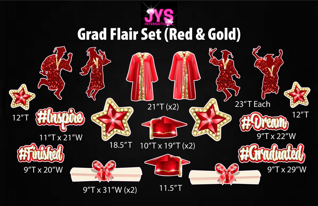 GRAD FLAIR: RED & GOLD - Yard Card Signs by JYS International