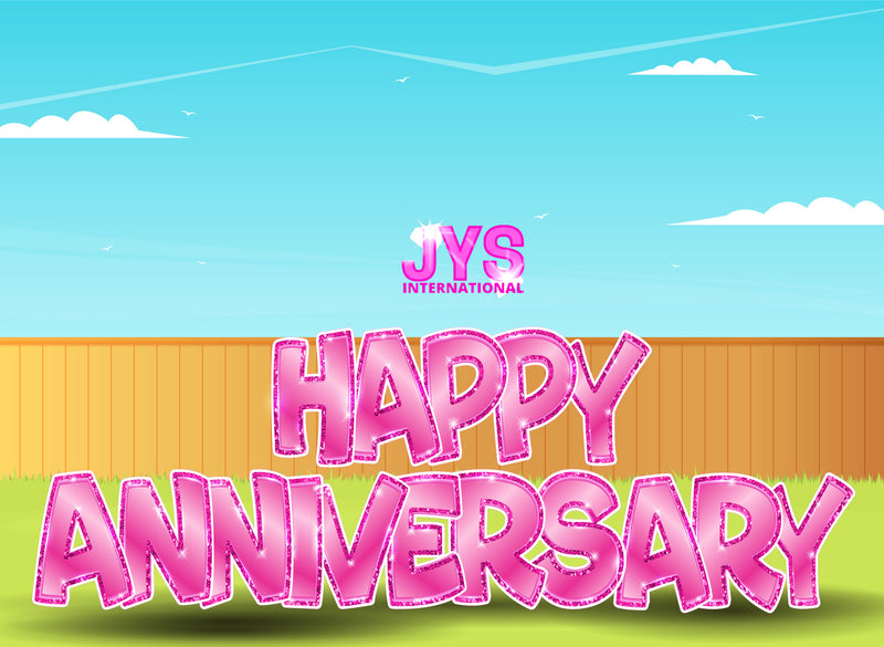 23”T Happy Anniversary Fold: Pink - Yard Card Signs by JYS International