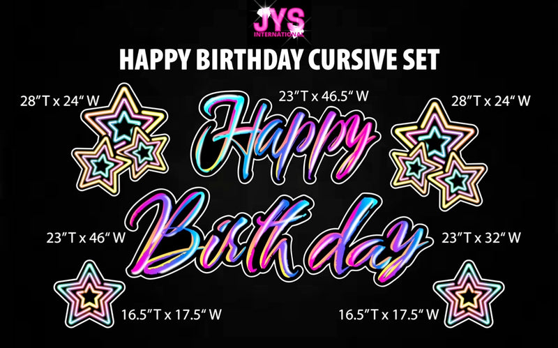 Neon Birthday EZ Set - Yard Card Signs by JYS International