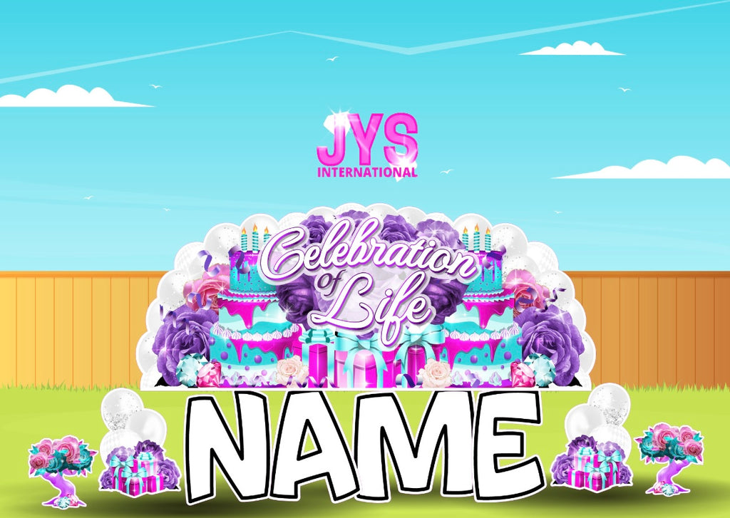 JYS OVERLOAD: CELEBRATION OF LIFE (EZ FOLD) - Yard Card Signs by JYS International