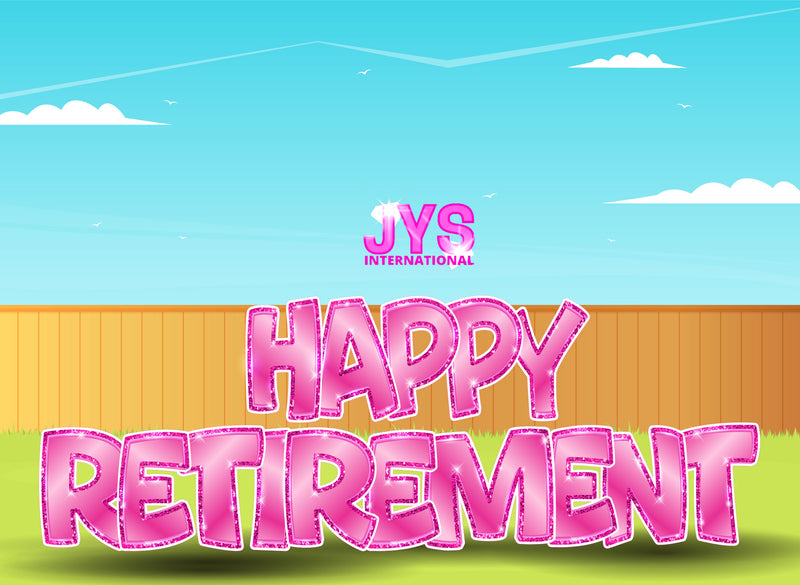 23”T Happy Retirement Fold: Pink - Yard Card Signs by JYS International