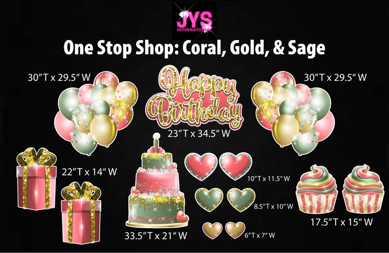 ONE STOP SHOP: CORAL, SAGE, GOLD - Yard Card Signs by JYS International