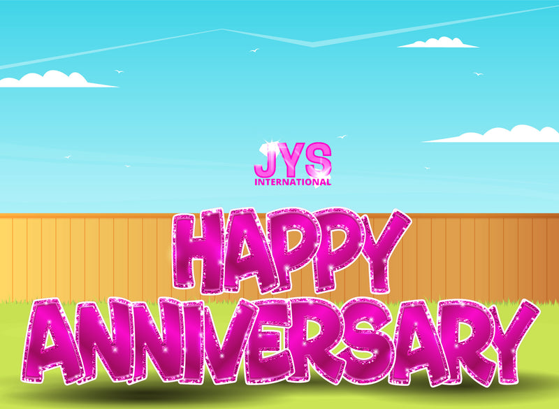 23”T Happy Anniversary Fold: Hot Pink - Yard Card Signs by JYS International