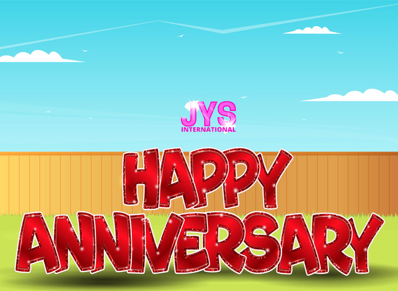 23”T Happy Anniversary Fold: Red - Yard Card Signs by JYS International