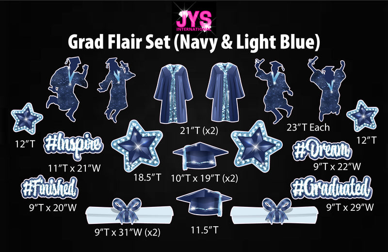 GRAD FLAIR: NAVY & LIGHT BLUE - Yard Card Signs by JYS International