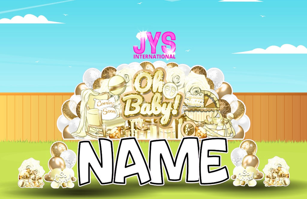 JYS OVERLOAD: GOLD OH BABY (EZ FOLD) - Yard Card Signs by JYS International