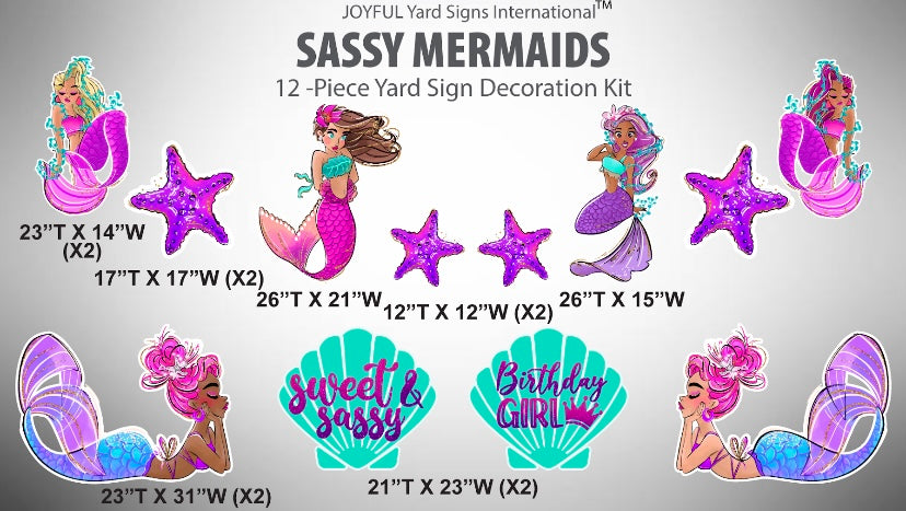 SASSY MERMAID THEME - Yard Card Signs by JYS International