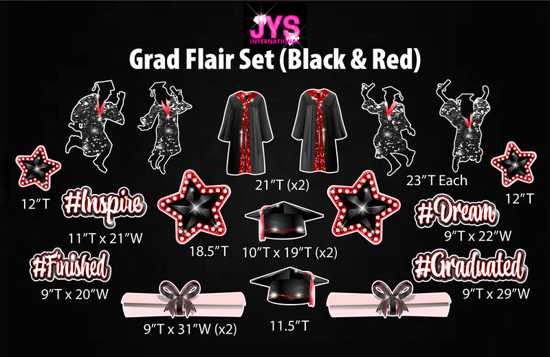 GRAD FLAIR: BLACK & RED - Yard Card Signs by JYS International