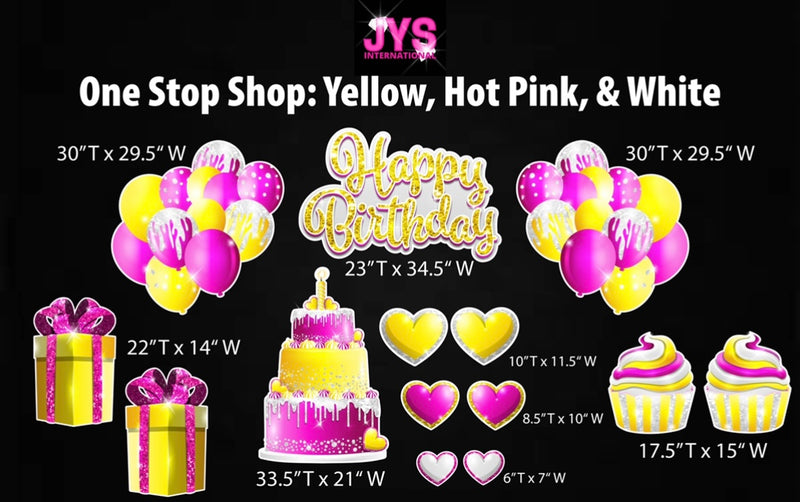 ONE STOP SHOP: YELLOW, HOT PINK & WHITE - Yard Card Signs by JYS International