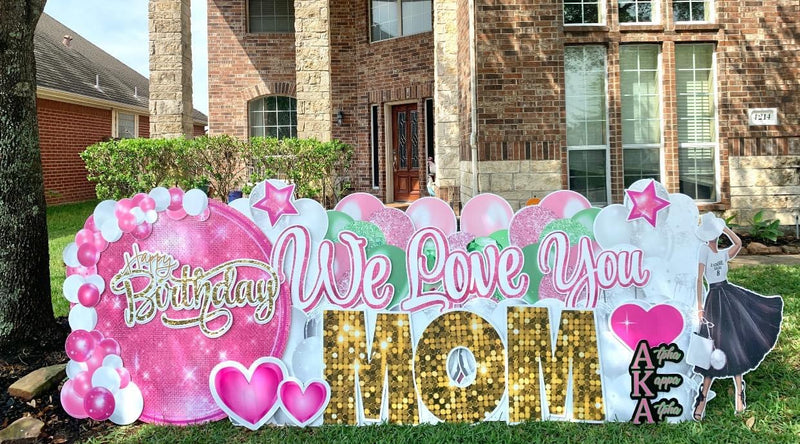 ROUND BACKDROP: LIGHT PINK SPARKLE - Yard Card Signs by JYS International