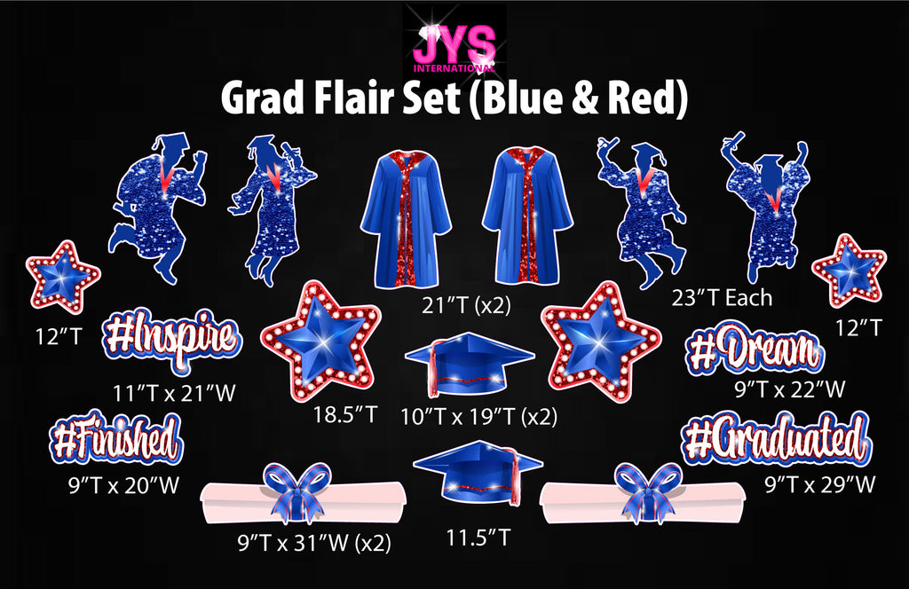 GRAD FLAIR: BLUE & RED - Yard Card Signs by JYS International