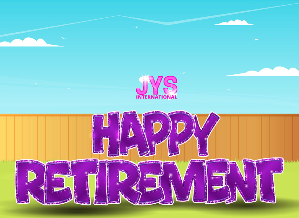 23”T Happy Retirement Fold: Purple - Yard Card Signs by JYS International