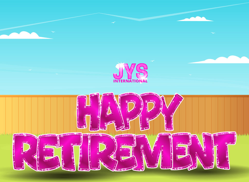 23”T Happy Retirement Fold: Hot Pink - Yard Card Signs by JYS International